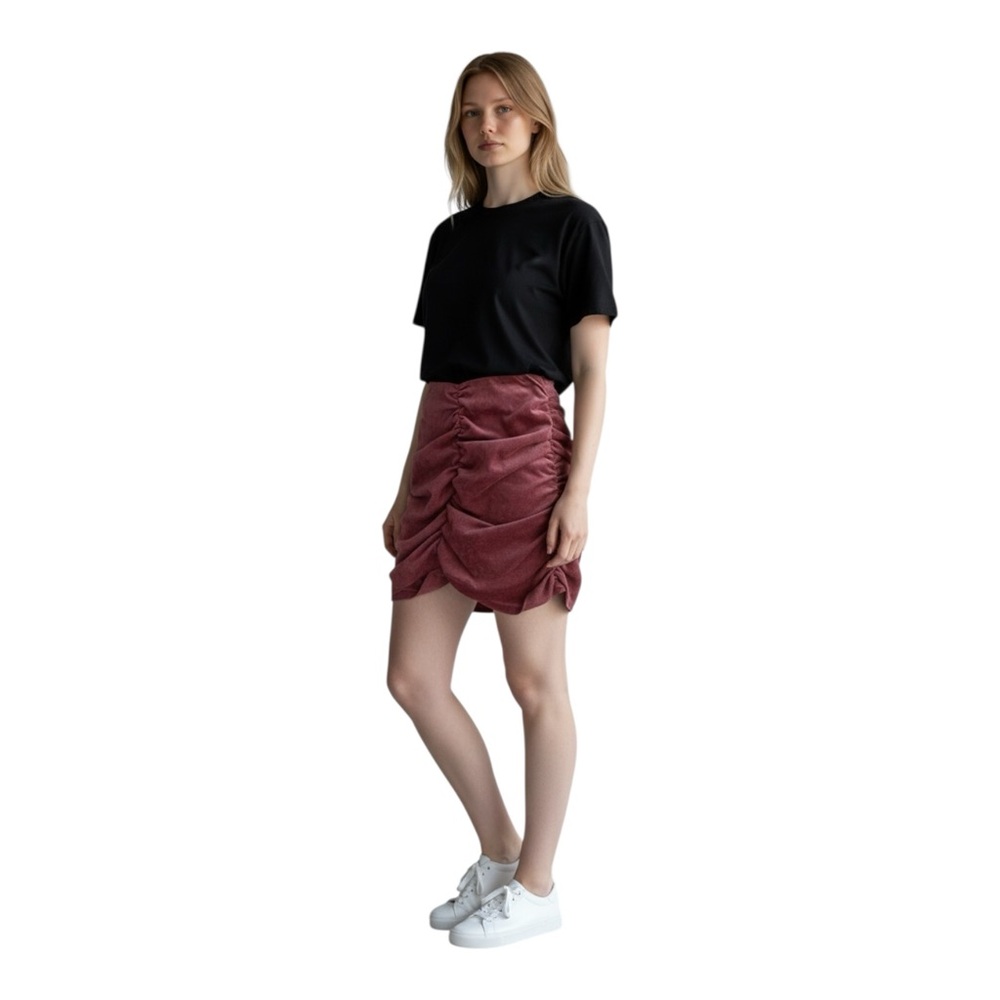 Zara Vegan Suede Ruched Mini Skirt